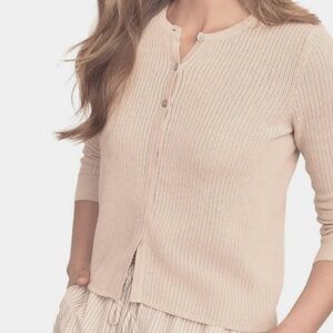 J. McLaughlin cardigan sweater Tan 3 button closure Cotton blend Women’s S